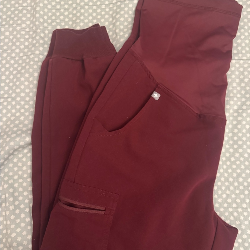 Figs Maternity Burgundy Scrub Pants